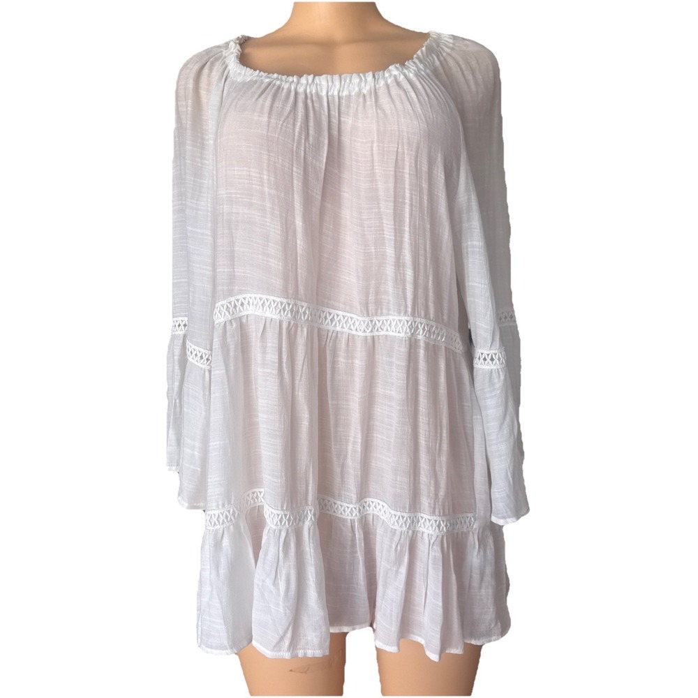 Lightweight White Peasant Blouse Top